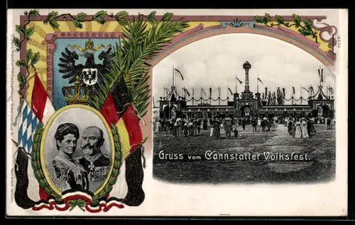 AK Cannstatt, Cantstatter Volksfest, Menschen auf dem Festplatz