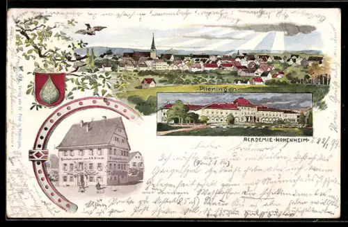 AK Plieningen, Buchdruckerei F. R. Find, Academie Hohenheim