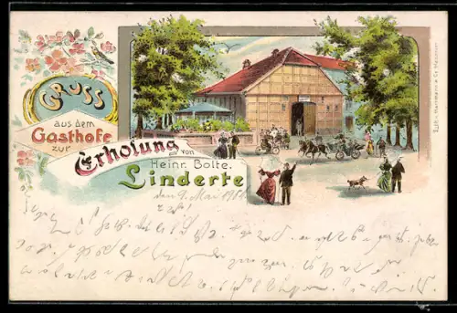Lithographie Linderte, Gasthof zur Erholung, Inh. Heinr. Bolte