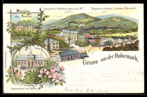 Lithographie Oberursel, Hohemark, Restaurant Leo Becker