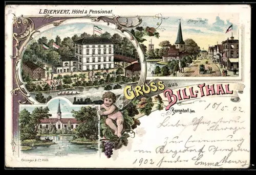 Lithographie Hamburg-Bergedorf, Hotel & Pensionat L. Biervert, Bergedorf, Schloss