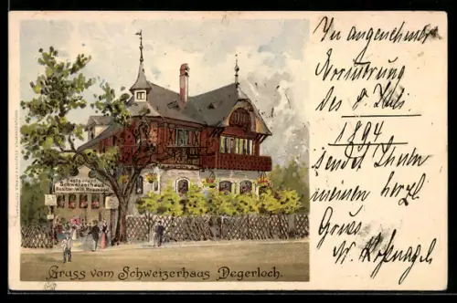 Lithographie Degerloch, Partie am Schweizerhaus