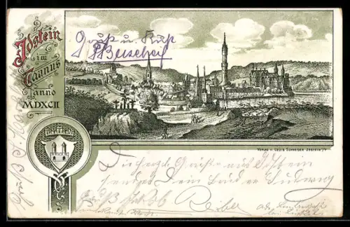 Lithographie Idstein i. Ts., Alte Ansicht der Stadt