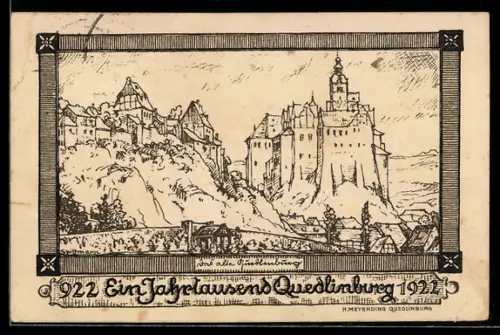 Künstler-AK Quedlinburg, Jahrtausendfest 1922, Ortsansicht