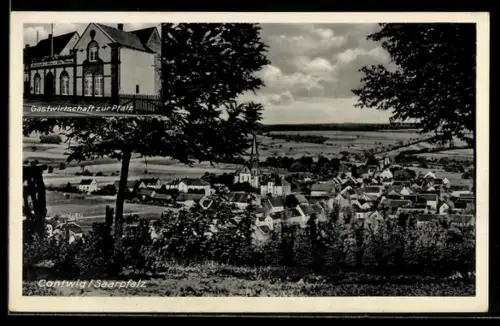 AK Contwig /Saarpfalz, Gasthaus zur Pfalz, Bes. Otto Wlohn, Totalansicht