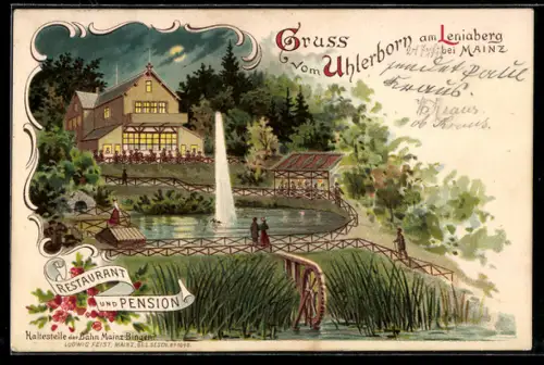 Lithographie Heidesheim, Restaurant und Pension Uhlerborn am Leniaberg
