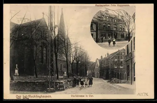 AK Oer bei Recklinghausen, Dorfstrasse und Restaurant Fritz Hoppmann