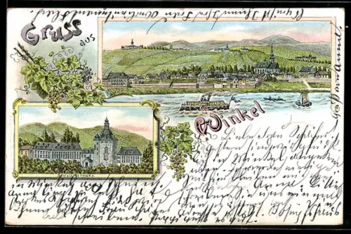 Lithographie Winkel, Totalansicht, Schloss Vollrads