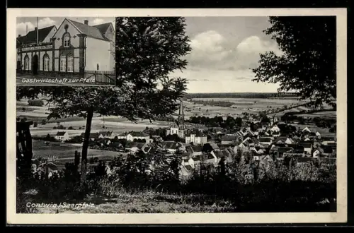 AK Contwig /Saarpfalz, Totalansicht und Gasthaus zur Pfalz