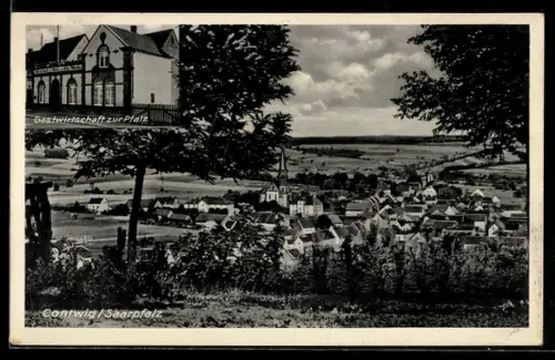 AK Contwig /Saarpfalz, Ortsansicht aus der Ferne