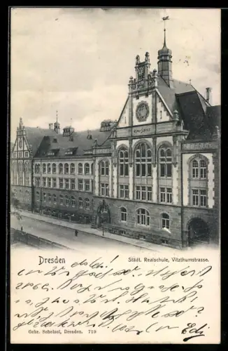 AK Dresden, Städt. Realschule in der Vitzthumstrasse