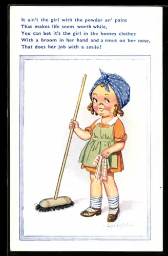 Künstler-AK Donald McGill: It ain`t the girl with the powder an` paint...