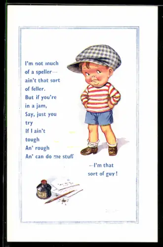 Künstler-AK Donald McGill: I`m not much of a speller...