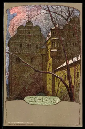 Künstler-AK Ernst Liebermann: Schloss in der Abenddämmerung