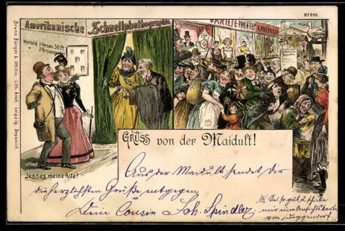 Künstler-AK Bruno Bürger & Ottillie Nr. 899: Volksfest, Amerikanische Schnellphotographie