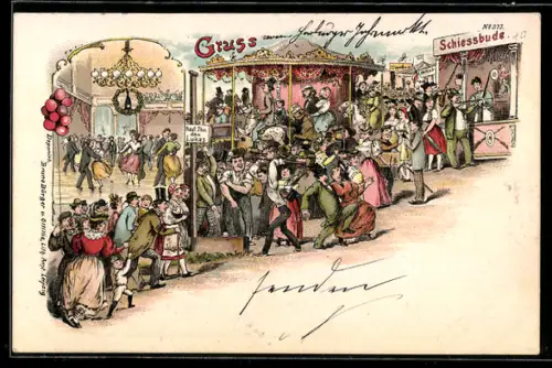 Künstler-AK Bruno Bürger & Ottillie Nr. 373: Volksfest, Hau den Lukas, Schiessbude