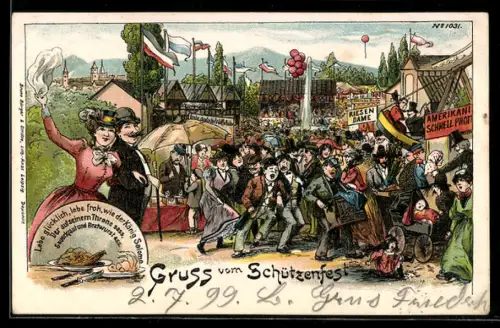 Künstler-AK Bruno Bürger & Ottillie Nr. 1031: Schützenfest, Amerikanische Schnellfotografie, Riesen Dame