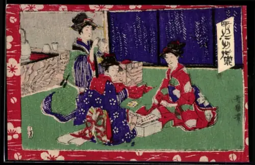 Künstler-AK Margaret Tempest: Drei Frauen in einem Zimmer sitzend