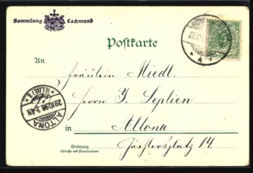 Lithographie Hamburg, Neues Rathaus, Ehrenhof im Rathaus