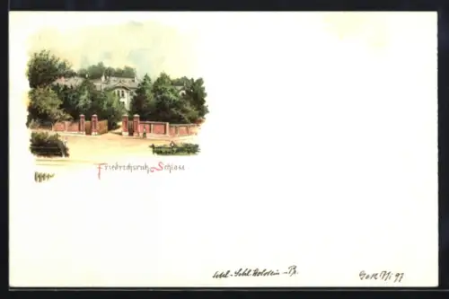 Lithographie Friedrichsruh, Blick zum Schloss
