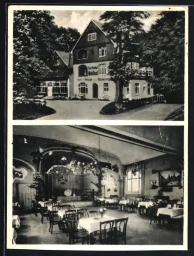 AK Mölln i. Lbg., Kurhotel Waldlust, Hotelansicht und Restaurant, Inh. Fritz Jünger