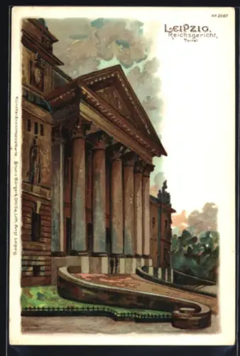 Lithographie Leipzig, Reichsgericht, Portal