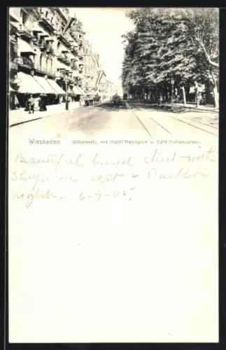 AK Wiesbaden, Wilhelmstr., Hotel Metropole, Café Hohenzollern