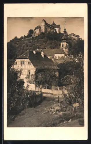 Foto-AK Burg Rothenfels, Burganlage, Kirche, Fachwerkhaus