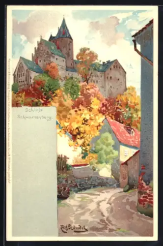 Lithographie Schwarzenberg, Schloss Schwarzenberg