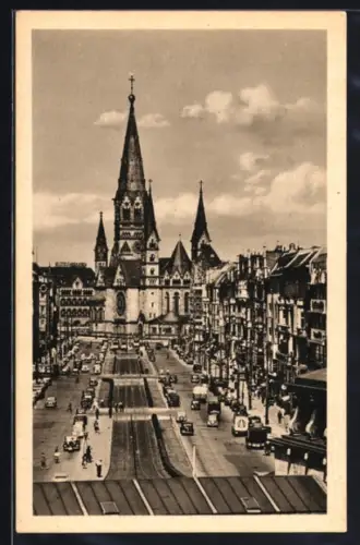 AK Berlin-Charlottenburg, Kaiser-Wilhelm-Gedächtniskirche, Strassenansicht