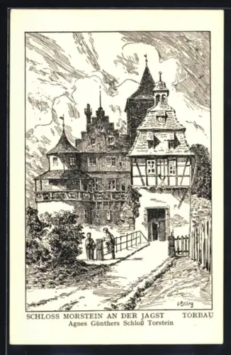 Künstler-AK Morstein an der Jagst, Schloss Morstein