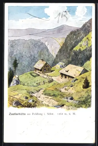 Künstler-AK Feldberg i. Schw., Zastlerhütte