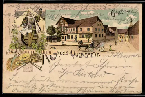 Lithographie Gross Quenstedt, Gasthaus schwarzer Adler
