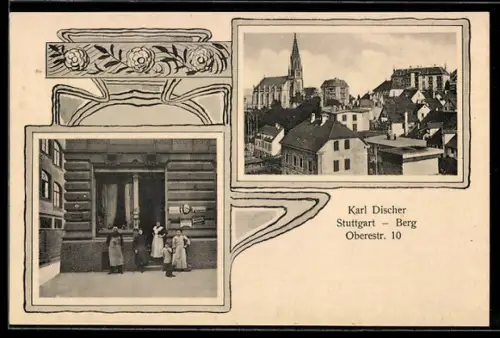 AK Stuttgart-Berg, Gasthaus Karl Discher, Oberestrasse 10