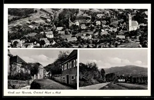 AK Neusatz /Baden, Ortsteil Hart und Hub, Ortsansichten, Kirche, Strassenansicht, Landschaft
