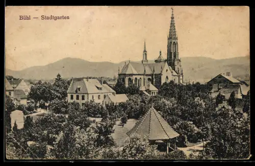 AK Bühl, Stadtgarten, Kirche