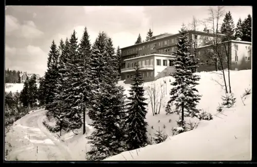 AK Bühlertal /Schwarzwald, Friedrich-Hilda-Heim der Deutschen Gesellschaft für Kaufmannserholungsheime im Winter