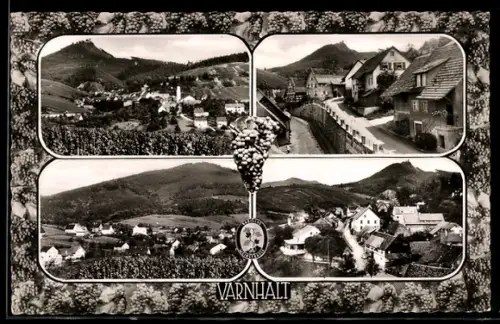 AK Varnhalt bei Baden-Baden, Ortsansichten, Weinberge, Ortspanorama