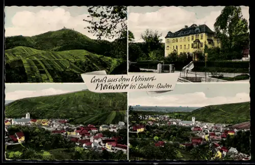 AK Neuweier bei Baden-Baden, Weinberge, Ortsansicht, grosses Gebäude