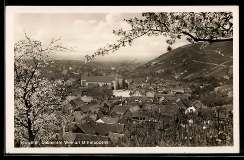 AK Neuweier, Teilansicht des Ortes mit Weinbergen
