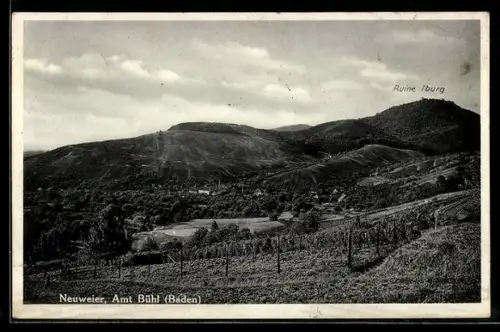 AK Neuweier /Bühl, Landschaft mit Ruine Iburg