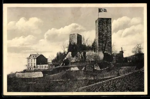 AK Bühl i. B., Burg Alt-Windeck, flagge