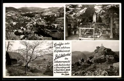 AK Bühlertal im Schwarzwald, Ortsansicht, Lourdesgrotte, Immenstein, Emil Kern-Hütte