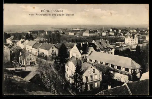 AK Bühl /Baden, Blick vom Rathausturm nach Westen