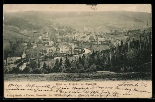 AK Einsiedel bei Chemnitz, Ortsansicht aus der Vogelschau