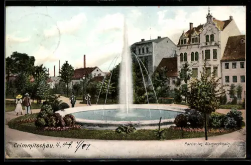 AK Crimmitschau, Partie im Bismarckhain