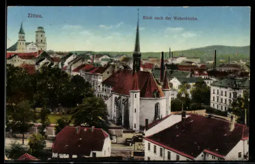 AK Zittau, Blick nach der Weberkirche