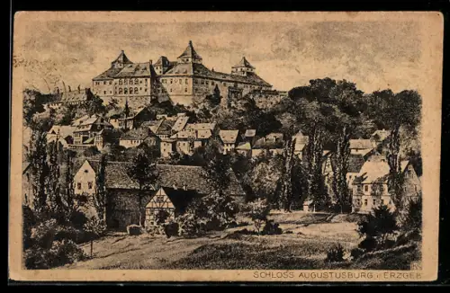 AK Augustusburg i. Erzgeb., Schloss Augustusburg, Gasthaus v. H. Krumbiegel