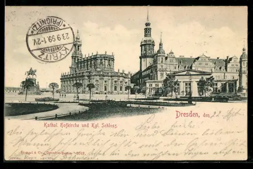 AK Dresden, Katholische Hofkirche, Königliches Schloss