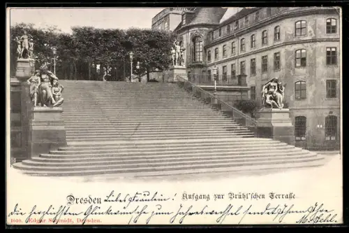 AK Dresden, Aufgang zur Brühlschen Terrasse